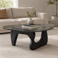Glass Coffee Table with Wood Grain Base N951