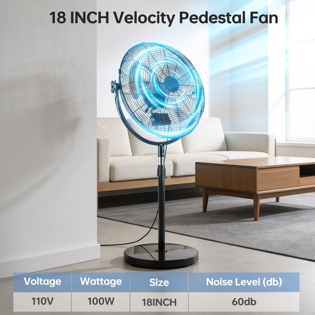 18 Inch Heavy Duty High Velocity Pedestal Fan B709698