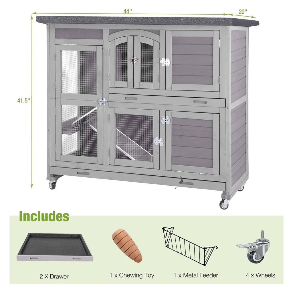 Rabbit Hutch with Plastic Tray W7206