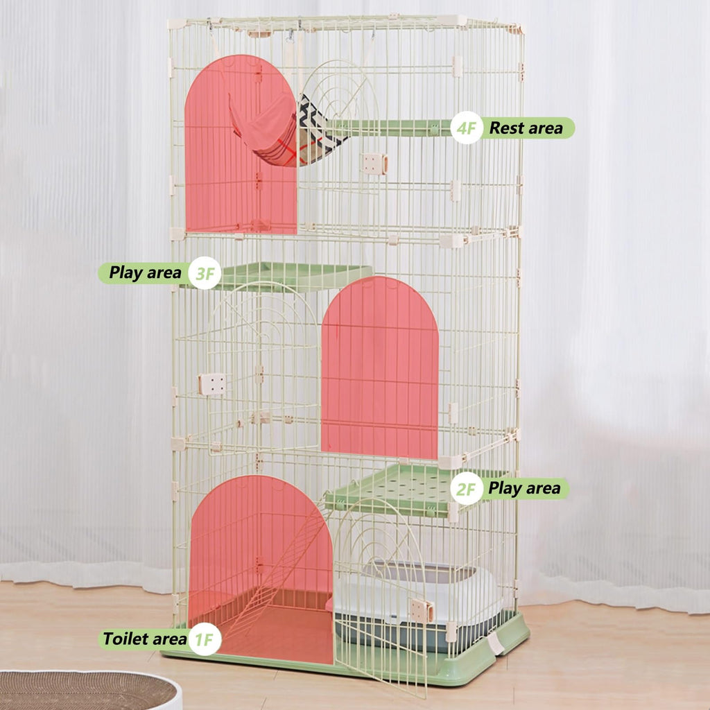 3/4-Tier Wire Cat Cage Playpen Kennel with Hammock O6555