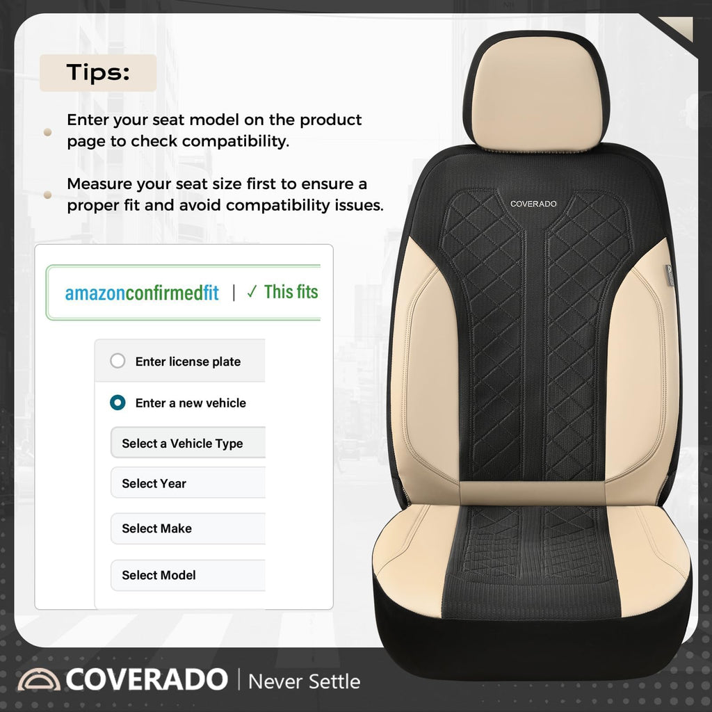 Beige 5-Piece PU Leather Mesh Car Seat Covers R710325