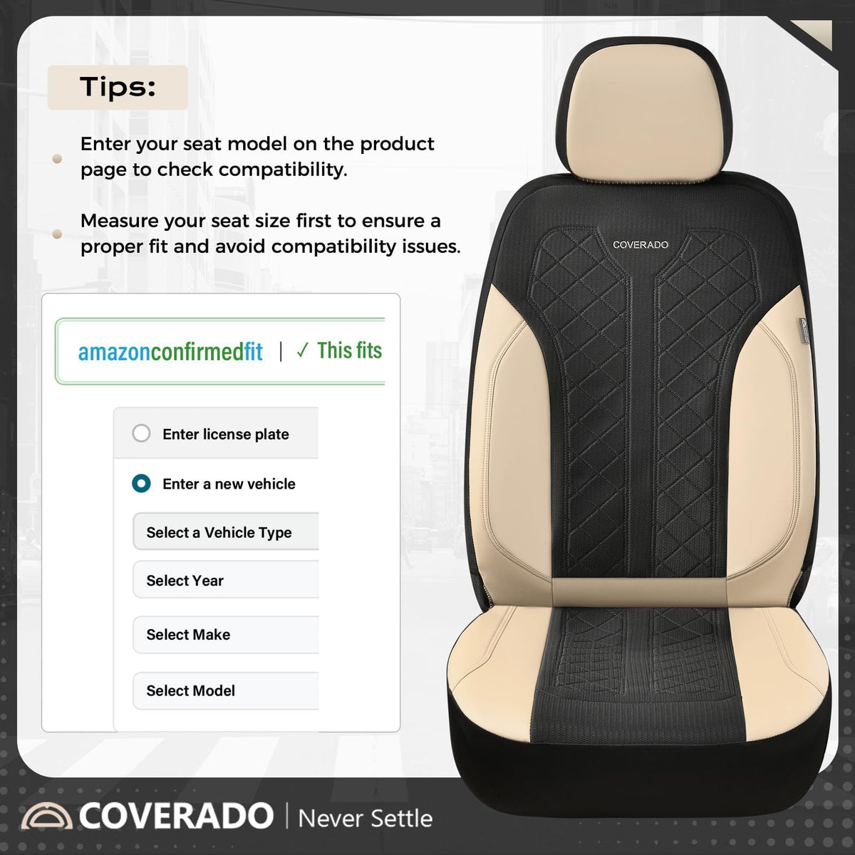 Beige 5-Piece PU Leather Mesh Car Seat Covers R710325