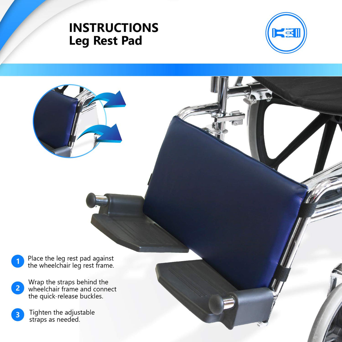 Cushioned Non-Slip Vinyl Wheelchair Leg Rest Pad X2383