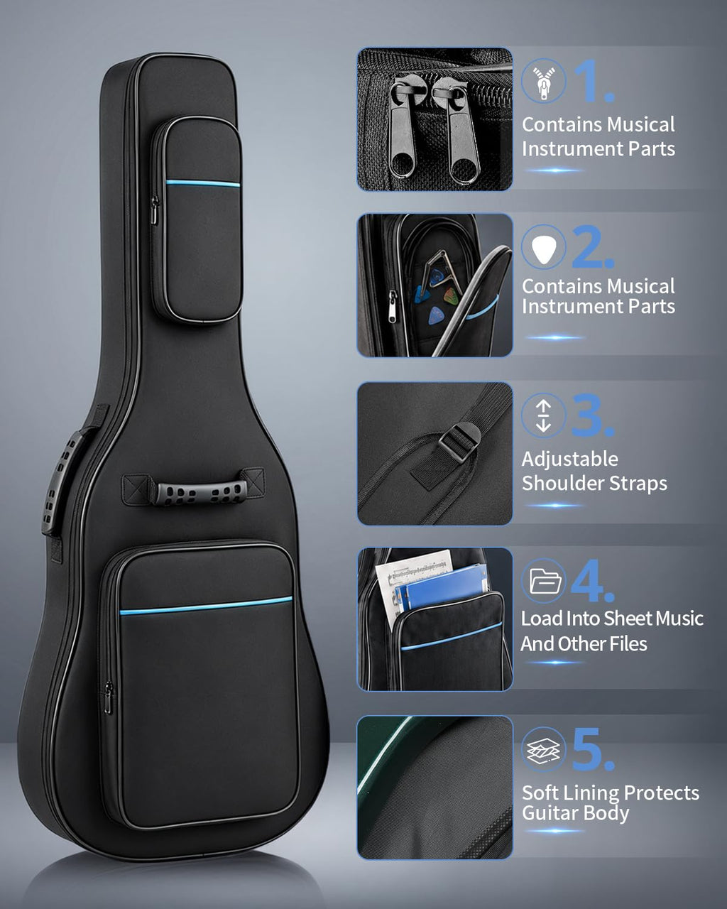 37/38/39 Inch Waterproof Cloth Electric Guitar Bag F12875