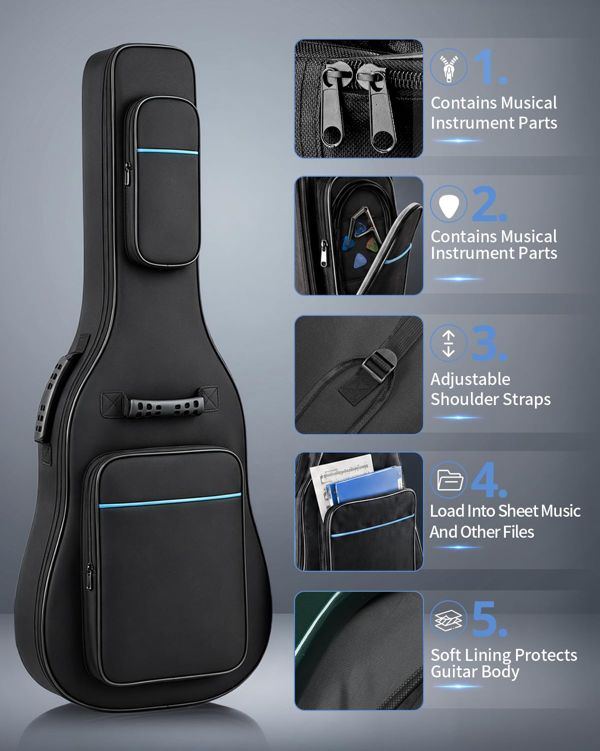 37/38/39 Inch Waterproof Cloth Electric Guitar Bag F12875