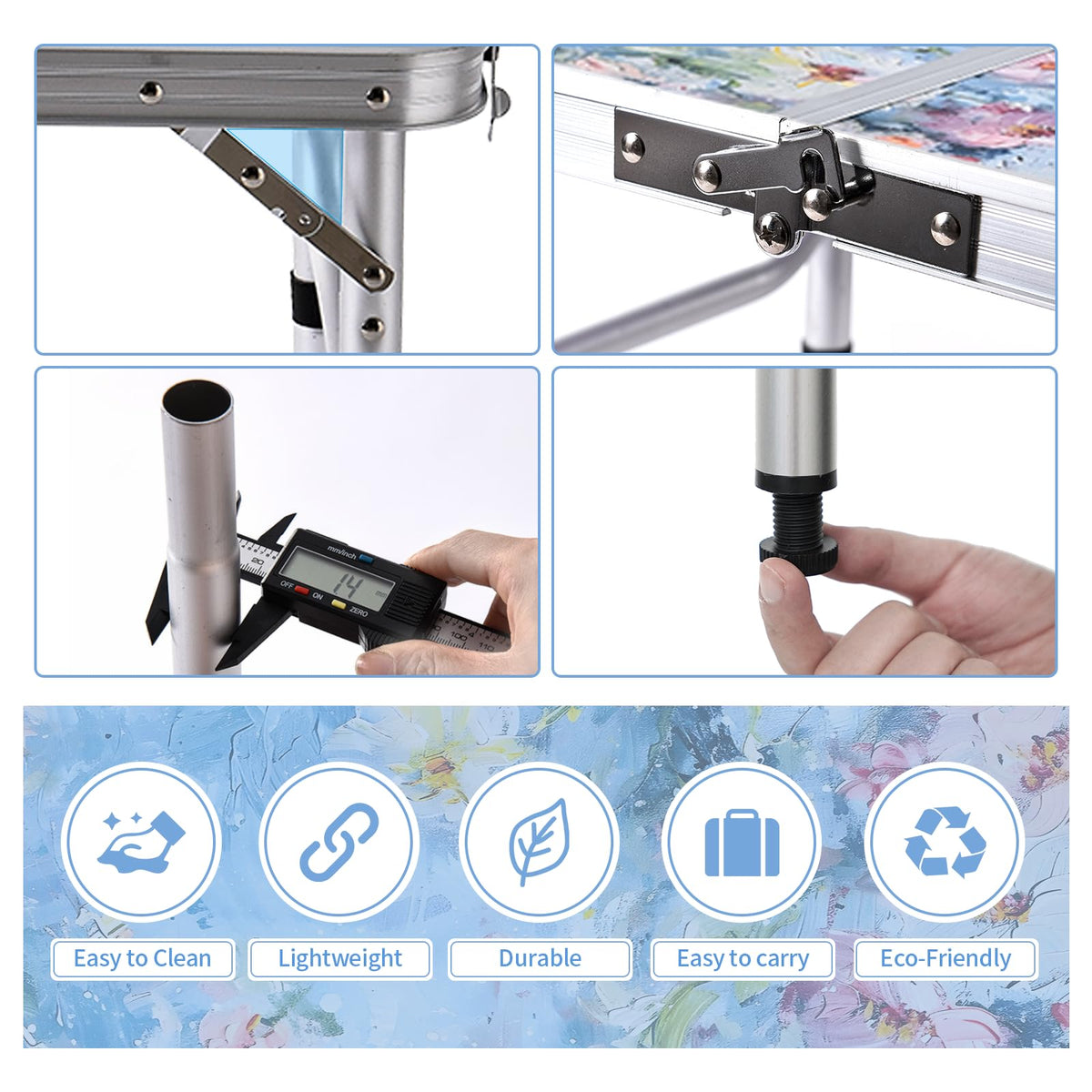 Portable 3 Adjustable Height Folding Outdoor Side Table X985