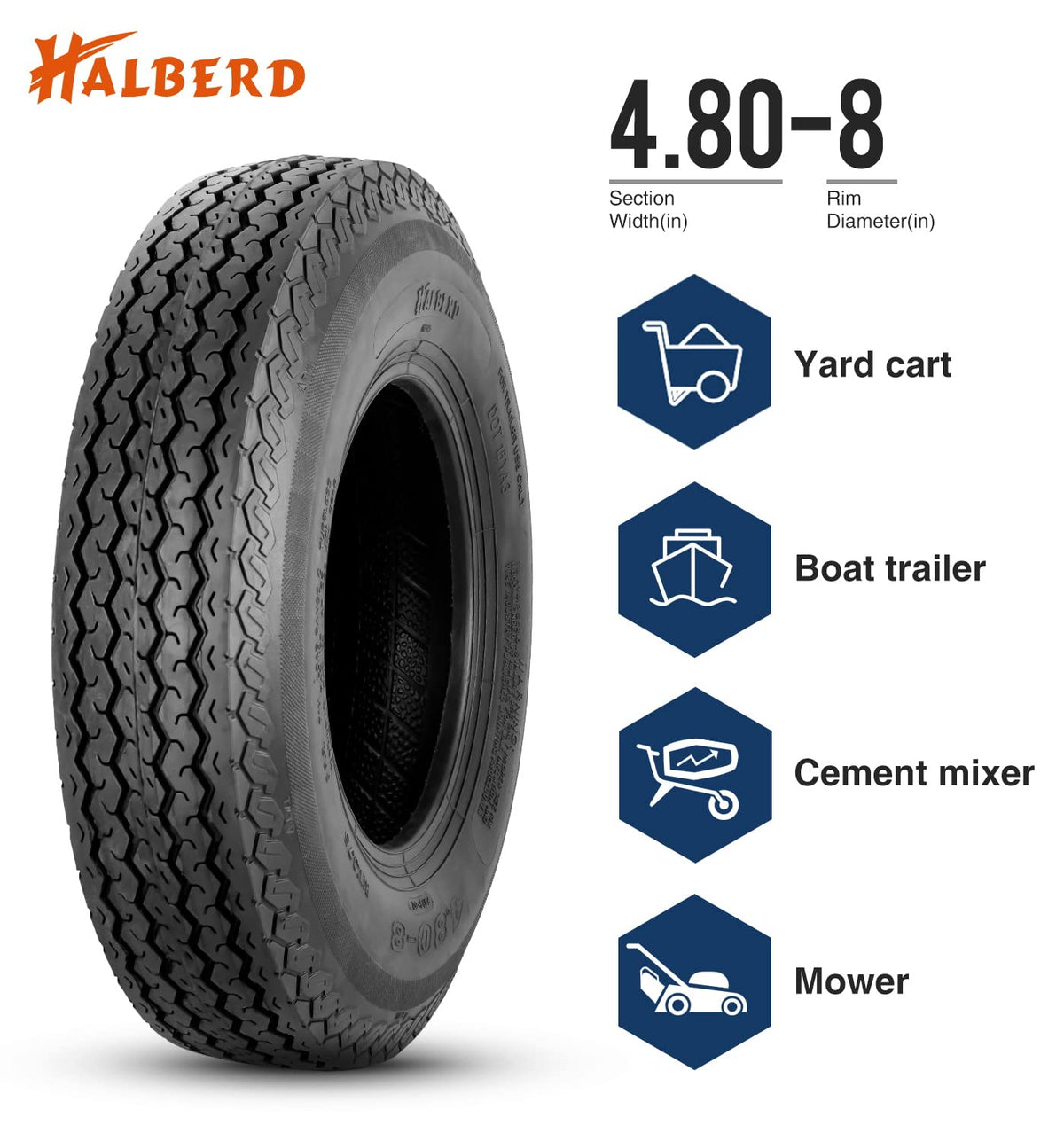 4.80-8 Trailer Tires Set of 2 Tubeless X31883
