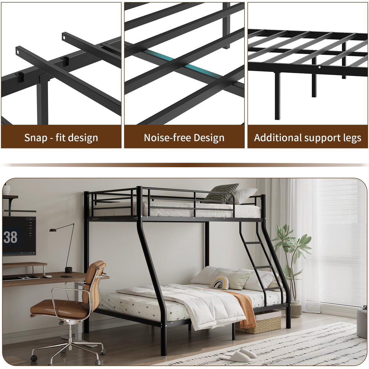 Twin Over Full Size Metal Bunk Beds X254