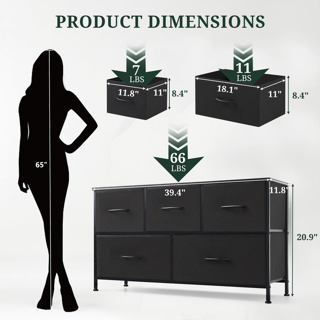 5 Drawer Fabric Dresser V990775
