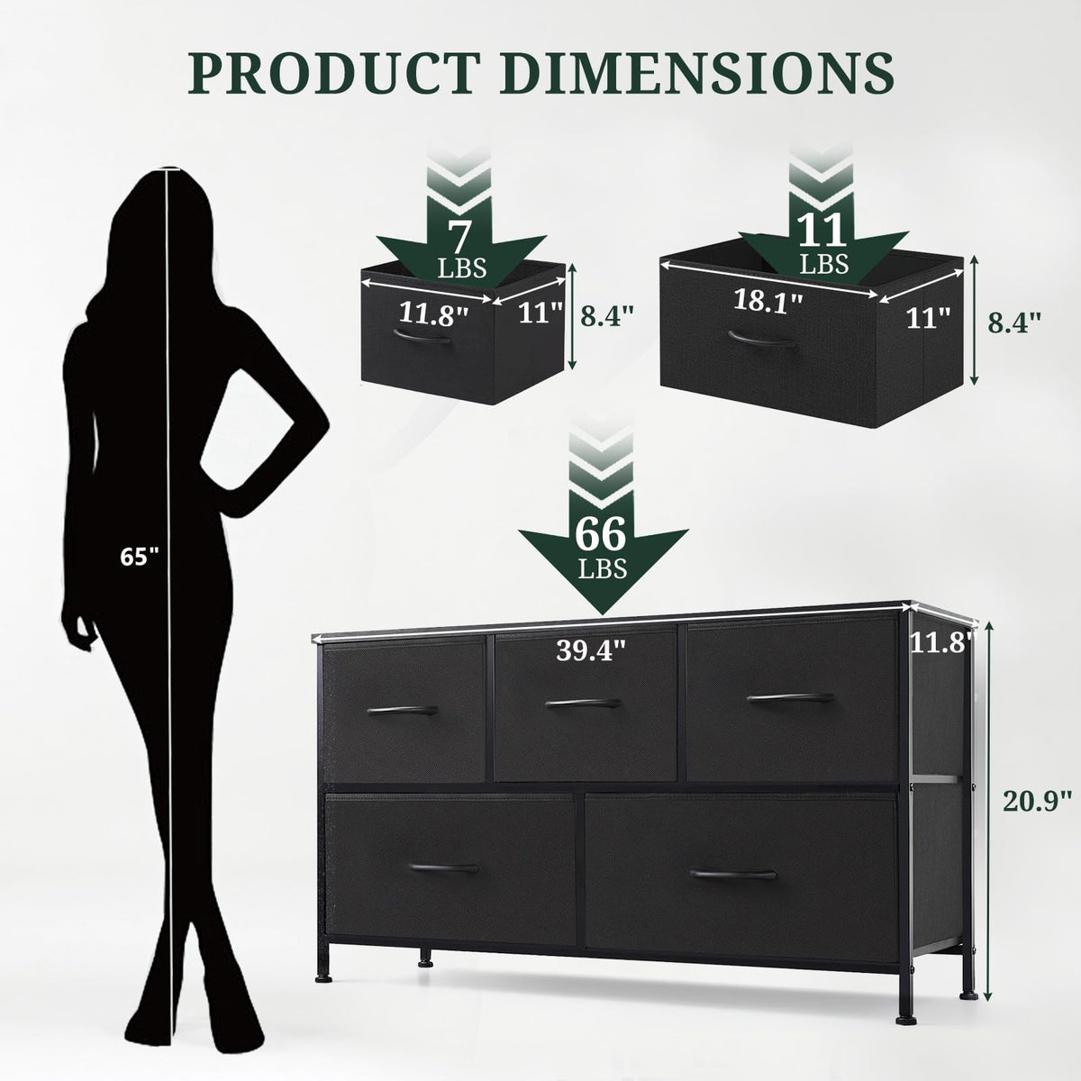 5 Drawer Fabric Dresser V990775