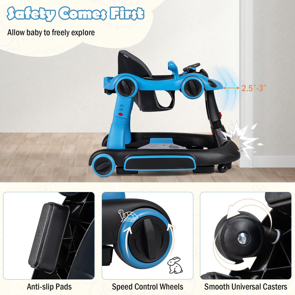 Foldable Baby Walker with Canopy and Wheels Q186