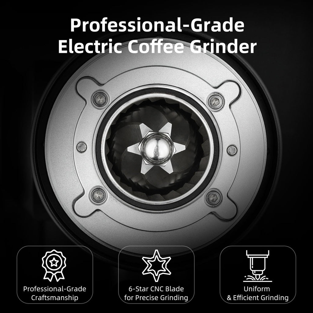 Black Electric Burr Coffee Grinder with Stainless Steel Conical Burr S64411