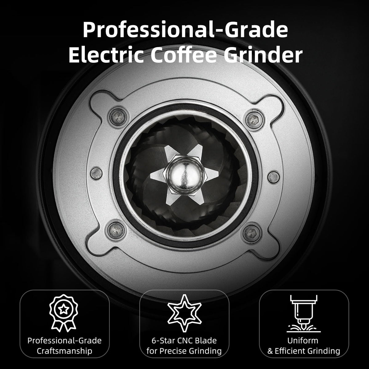 Black Electric Burr Coffee Grinder with Stainless Steel Conical Burr S64411