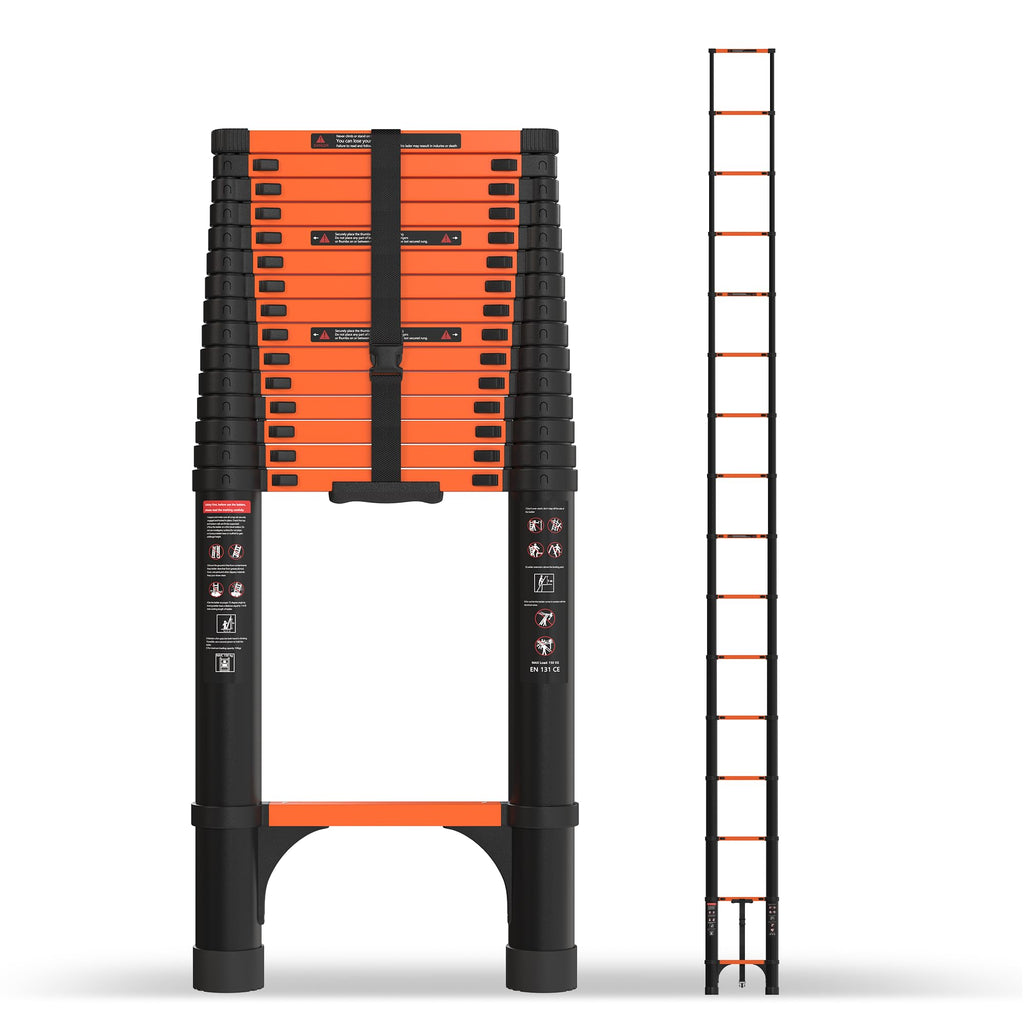 Telescoping Ladder 20.3 FT 330 lbs Capacity Orange J238329