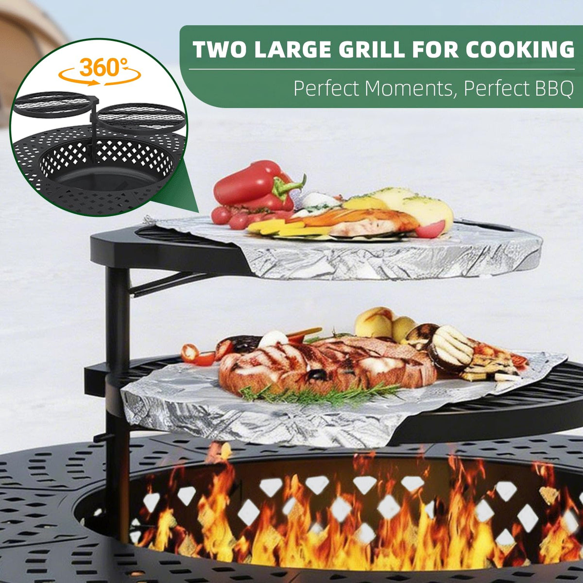 43 Inch Wood Burning Fire Pit with Lid M41598