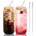 20 oz Glass Cups with Lids and Straws Set of 2 Q3635
