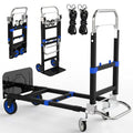 Black Convertible Hand Truck Dolly Cart with 4 Wheels, 500 Lbs Capacity R693905