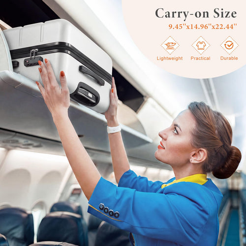 20 Inch White Hard Shell Carry on Luggage D99495