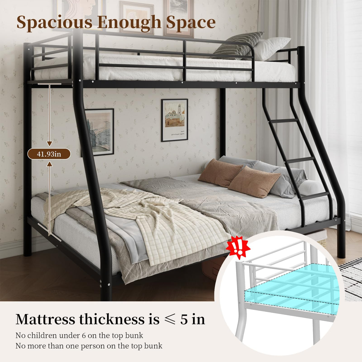 Twin Over Full Size Metal Bunk Beds X254