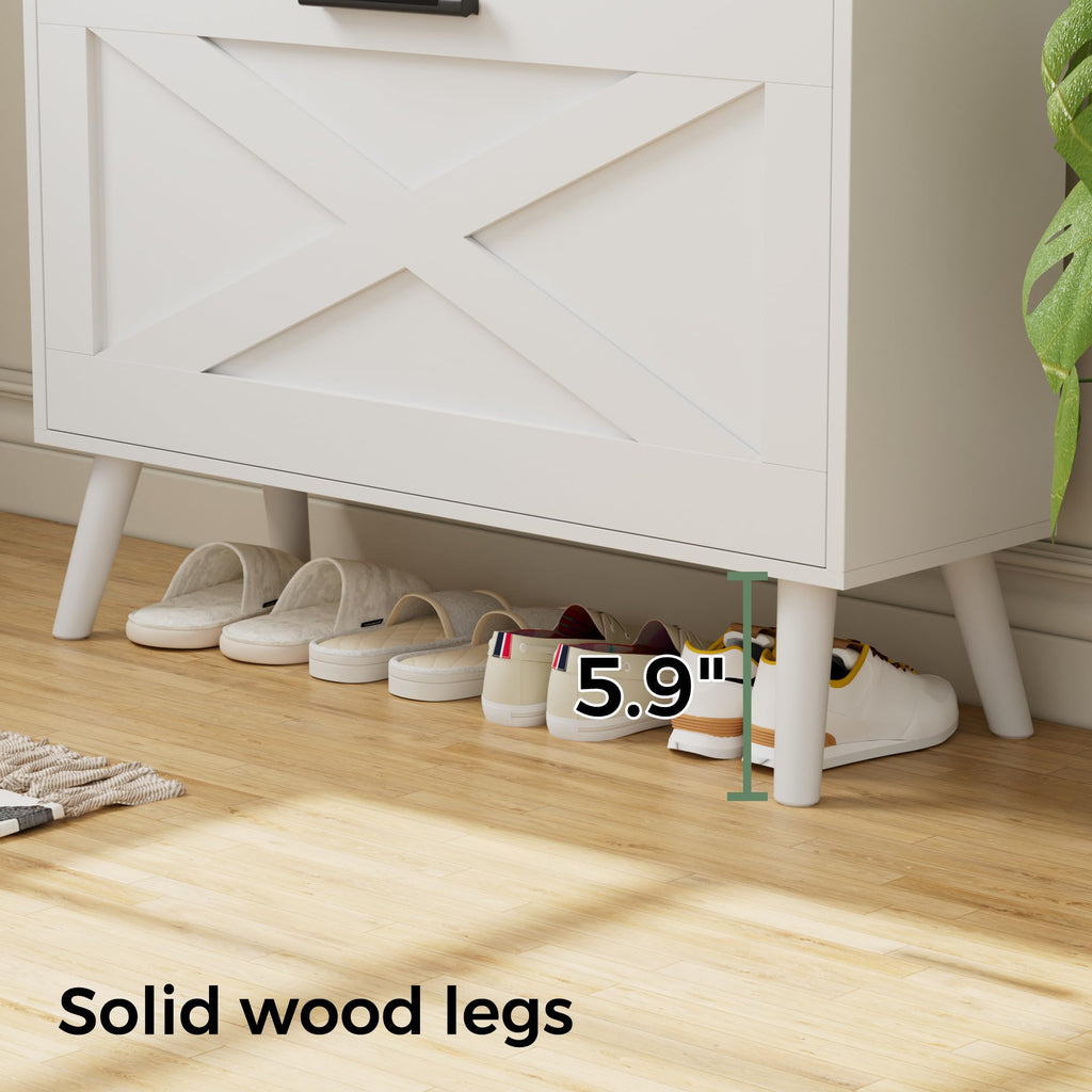 Farmhouse Shoe Storage Cabinet with Flip Drawers V992