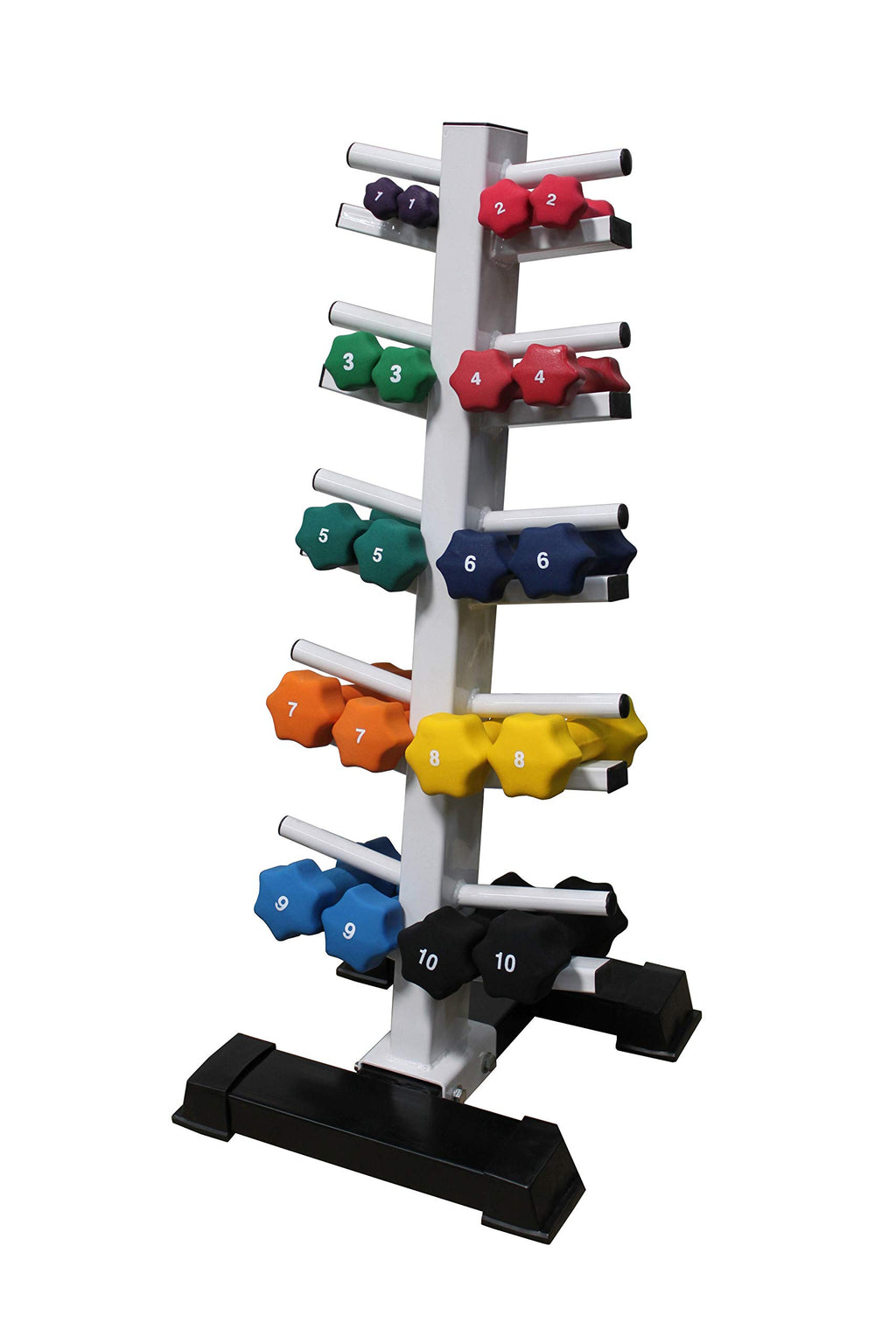 Neoprene Dumbbell Set with White Vertical Dumbbell Rack V434995