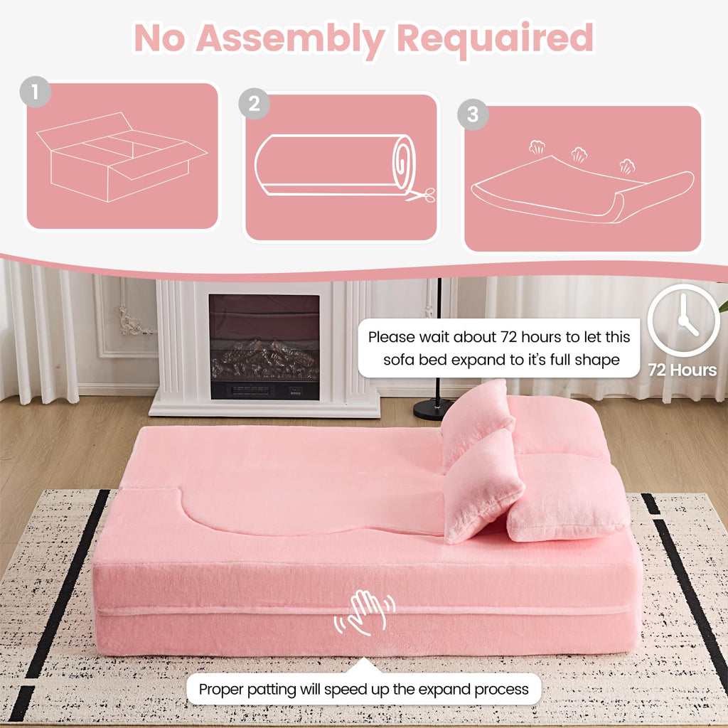 Pink Convertible Sofa Bed T853