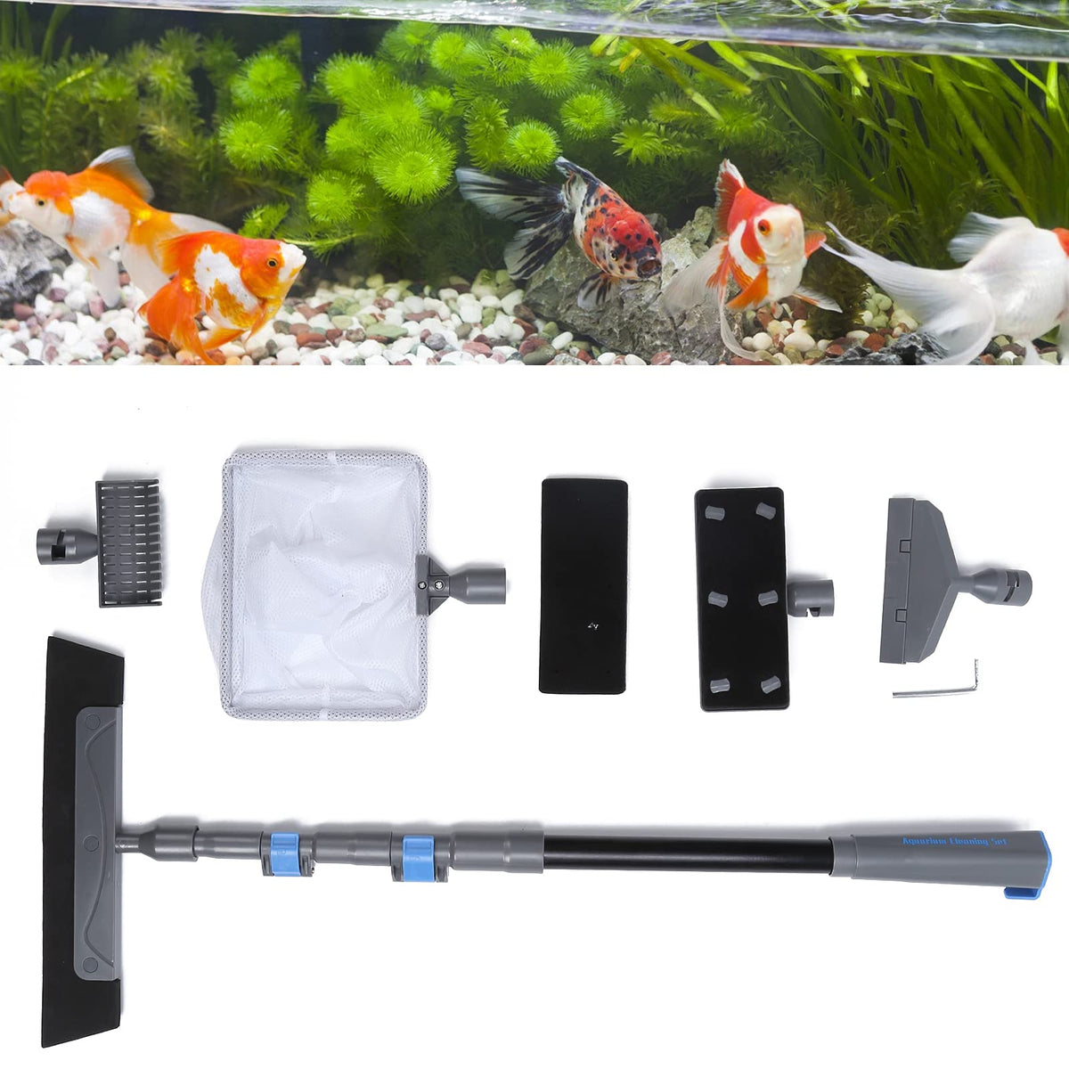 5 in 1 Aquarium Maintenance Kit with Telescopic Brush and Soft Net O552505