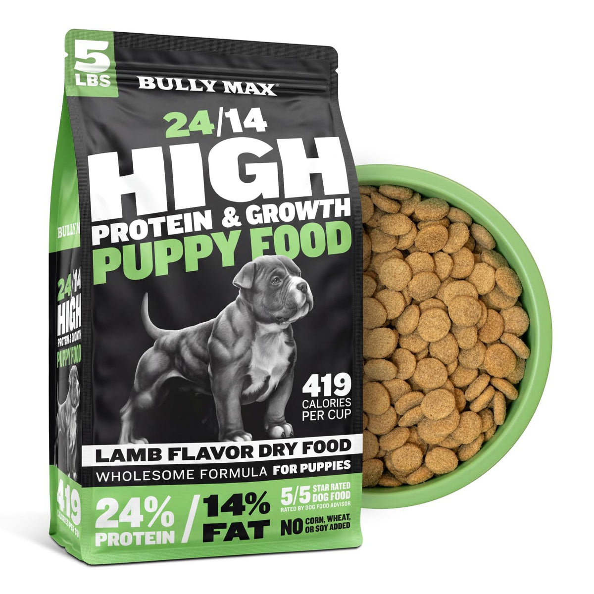 High Protein Lamb and Rice Dry Dog Food for Puppies, 5 lb Bag J101906