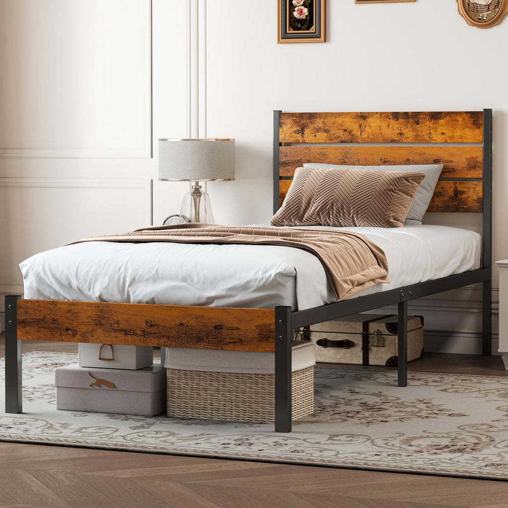 Twin Wood Bed Frame with Headboard G465