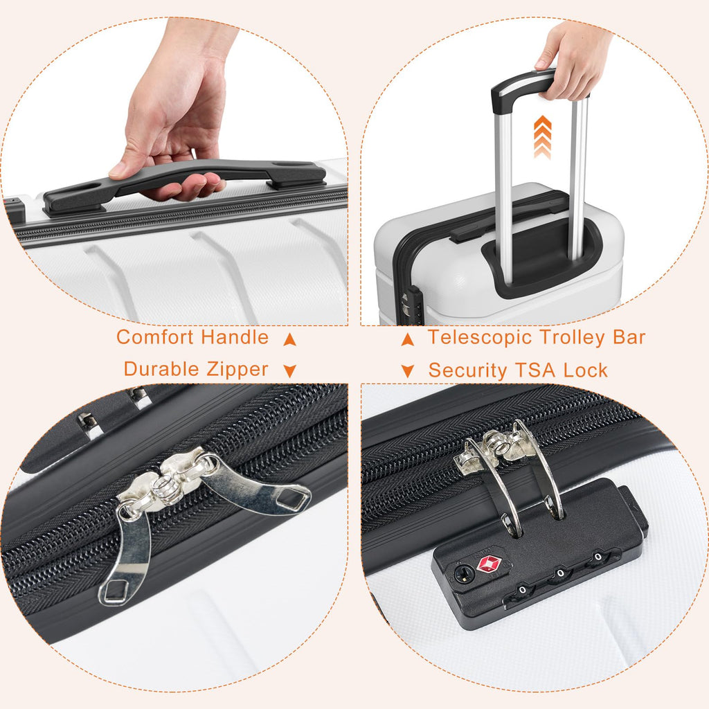 20 Inch White Hard Shell Carry on Luggage D99495