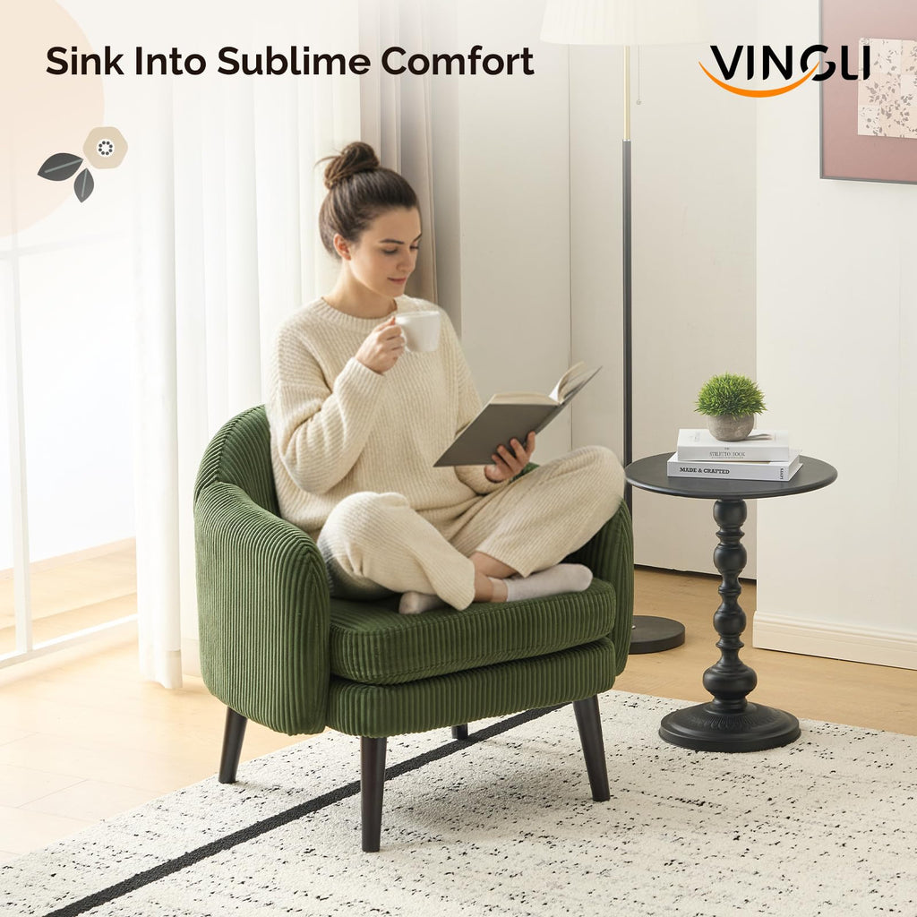 Green Corduroy Accent Armchairs Set of 2 U4273