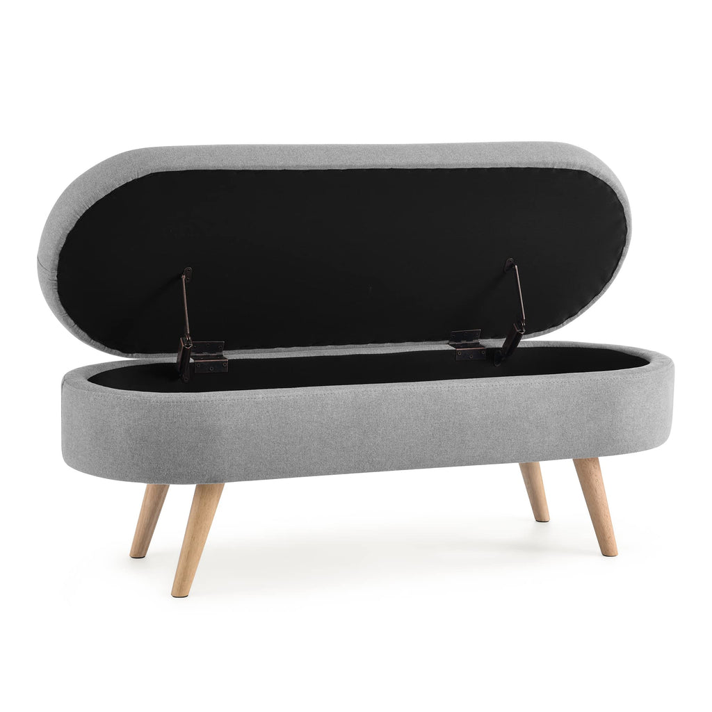 Oval Storage Bench with Rubber Wood Legs Q8763