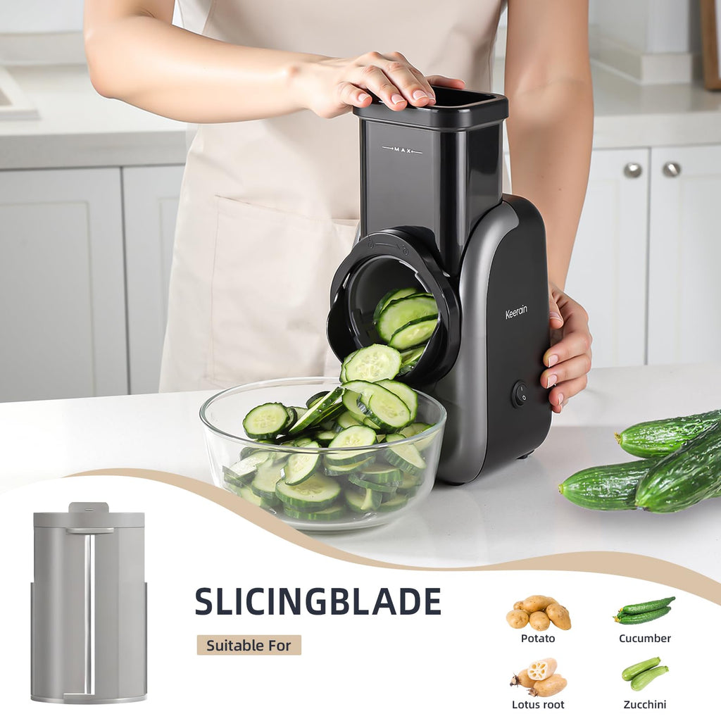Electric Vegetable Slicer and Cheese Grater with 4 Stainless Steel Blades M5015