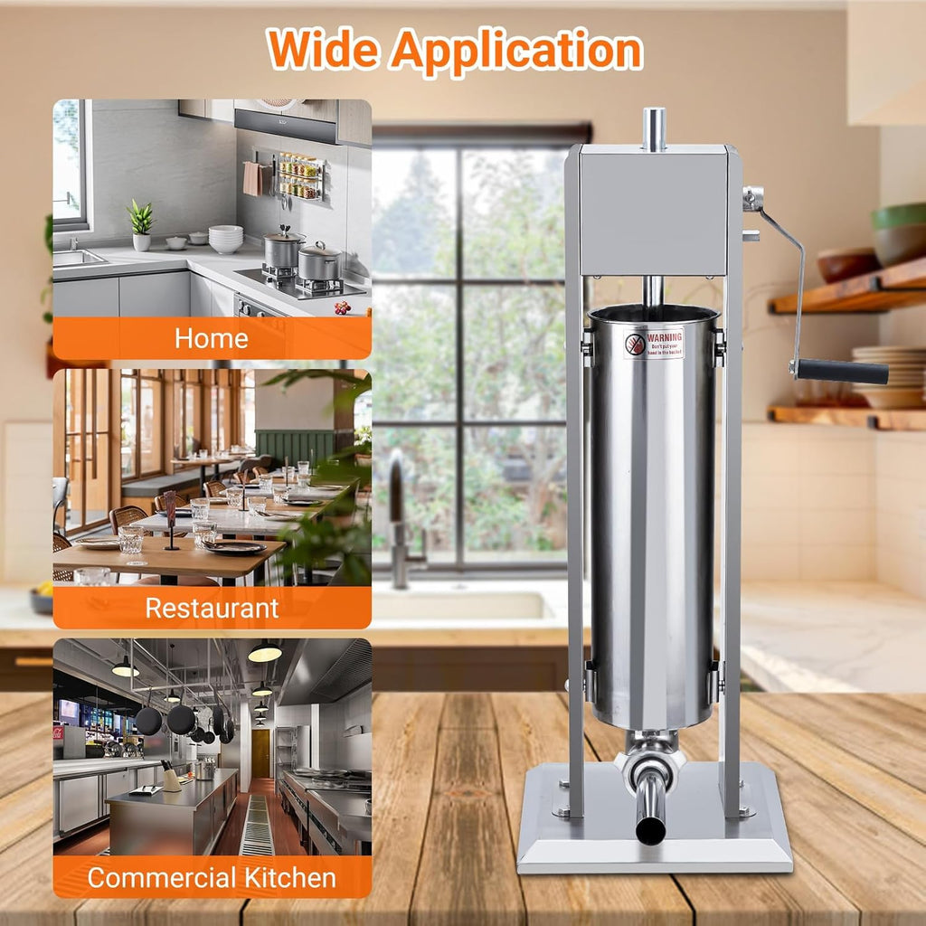 7L Stainless Steel Vertical Sausage Stuffer with 5 Stuffing Tubes X223