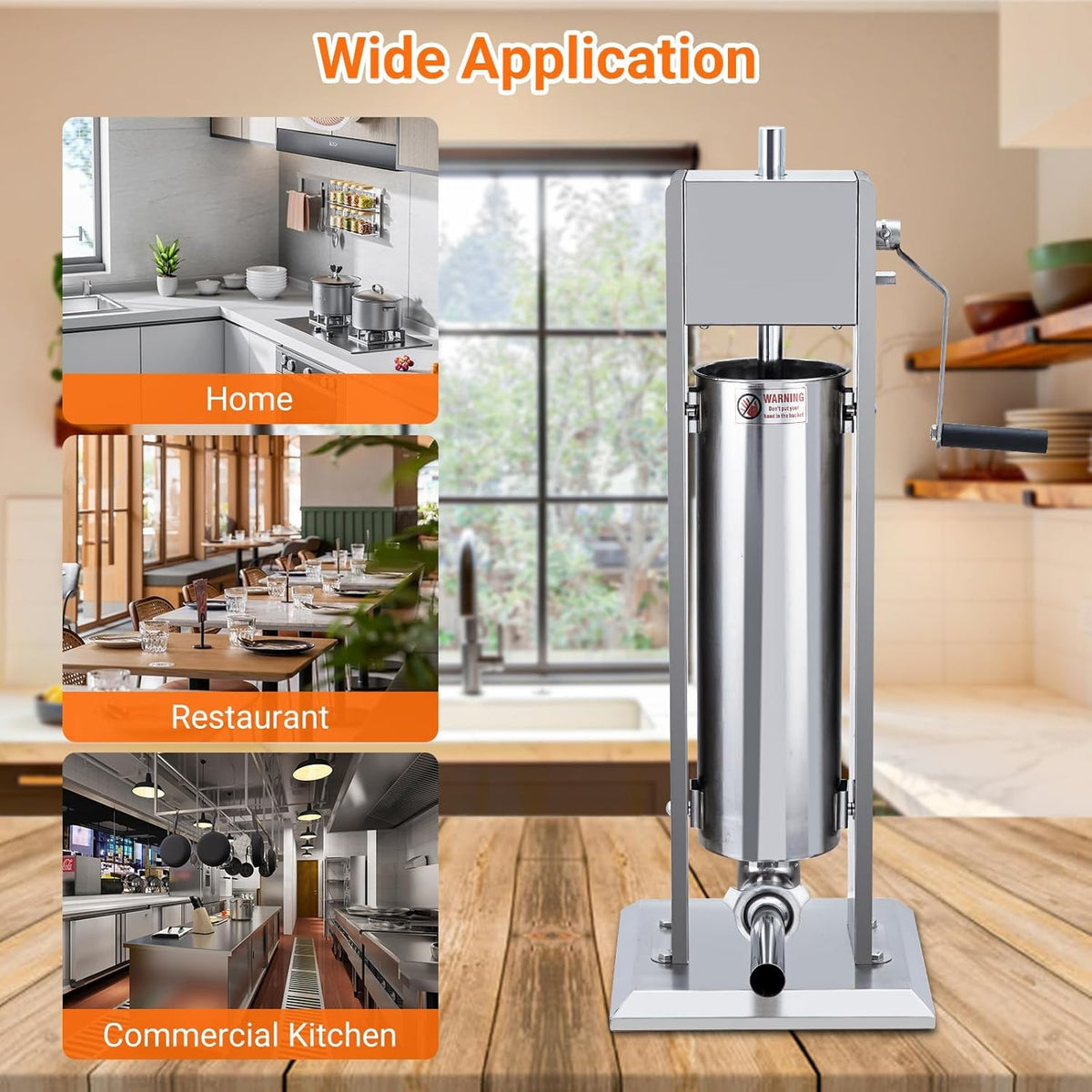 7L Stainless Steel Vertical Sausage Stuffer with 5 Stuffing Tubes X223