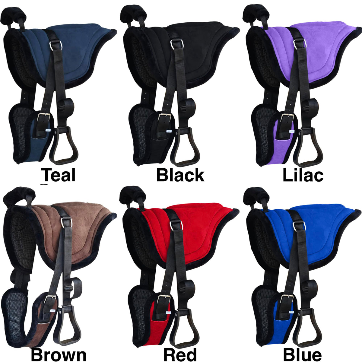 Padded Suede Leather Bareback Pad with Girth & Stirrups T24083