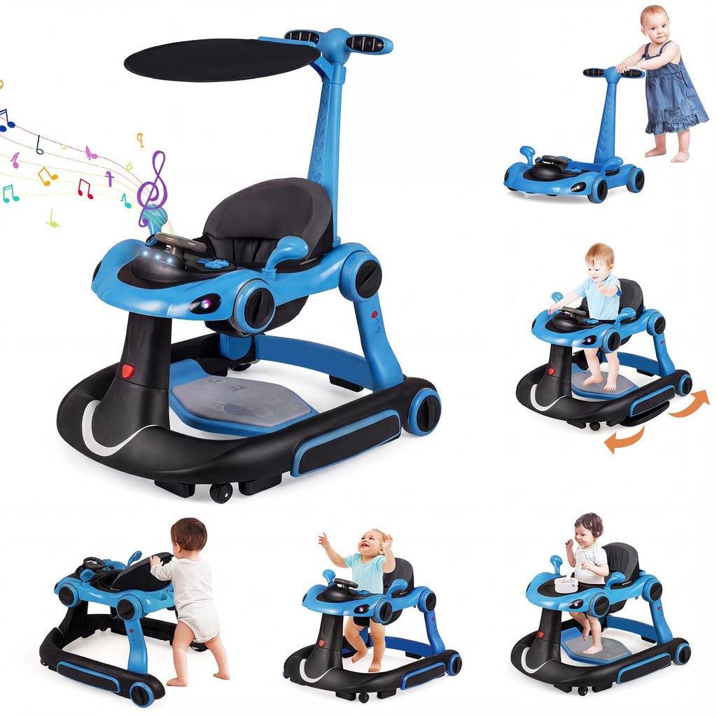Foldable Baby Walker with Canopy and Wheels Q186