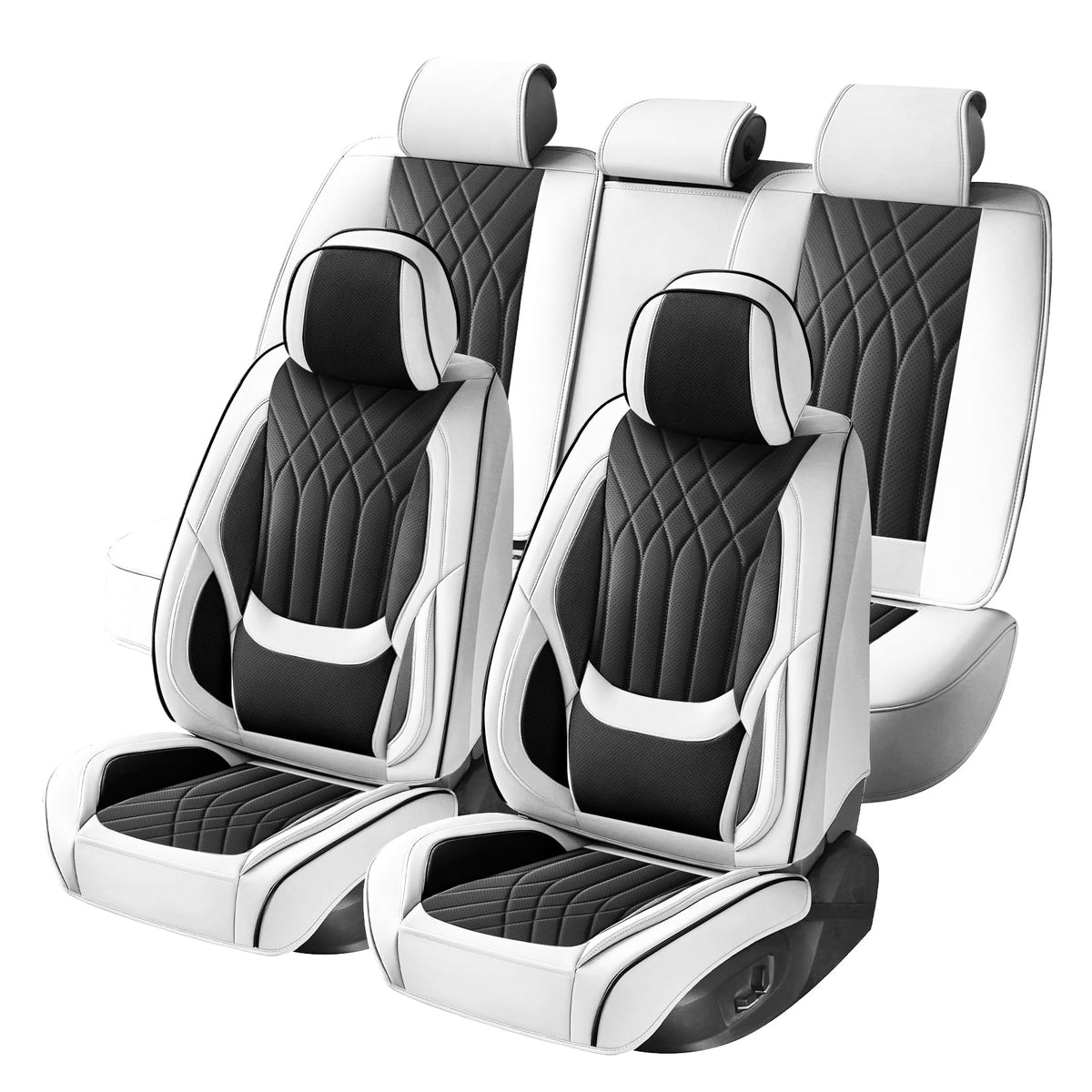 Black White Car Seat Covers Full Set I4510