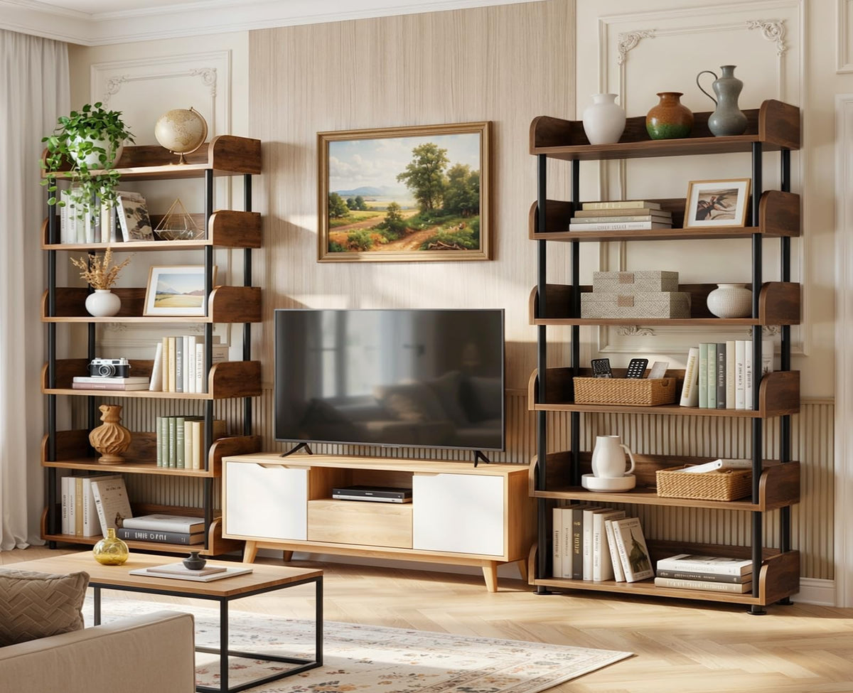 6-Tier Tall Open Bookshelf with Metal Frame F7946