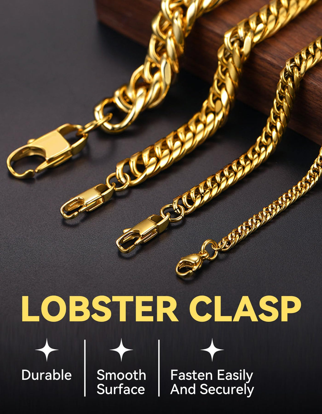 Cuban Link Chain Stainless Steel 14K Gold Plated J12251