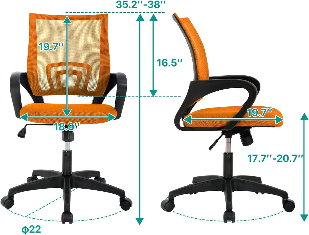 Ergonomic Orange Mesh Office Chair with Lumbar Support E6550