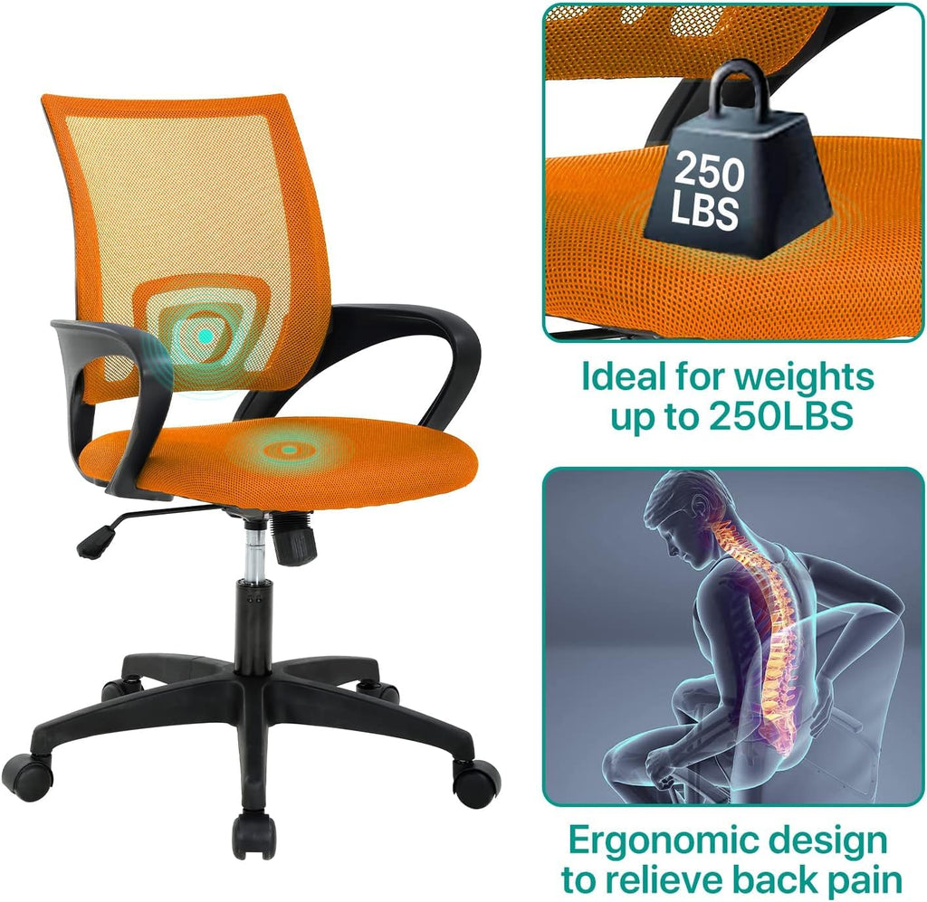 Ergonomic Orange Mesh Office Chair with Lumbar Support E6550