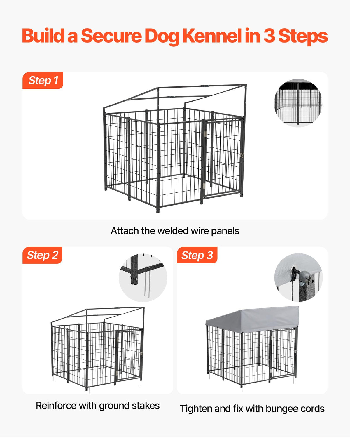 Outdoor Dog Kennel with UV-Resistant & Waterproof Roof Cover O18405