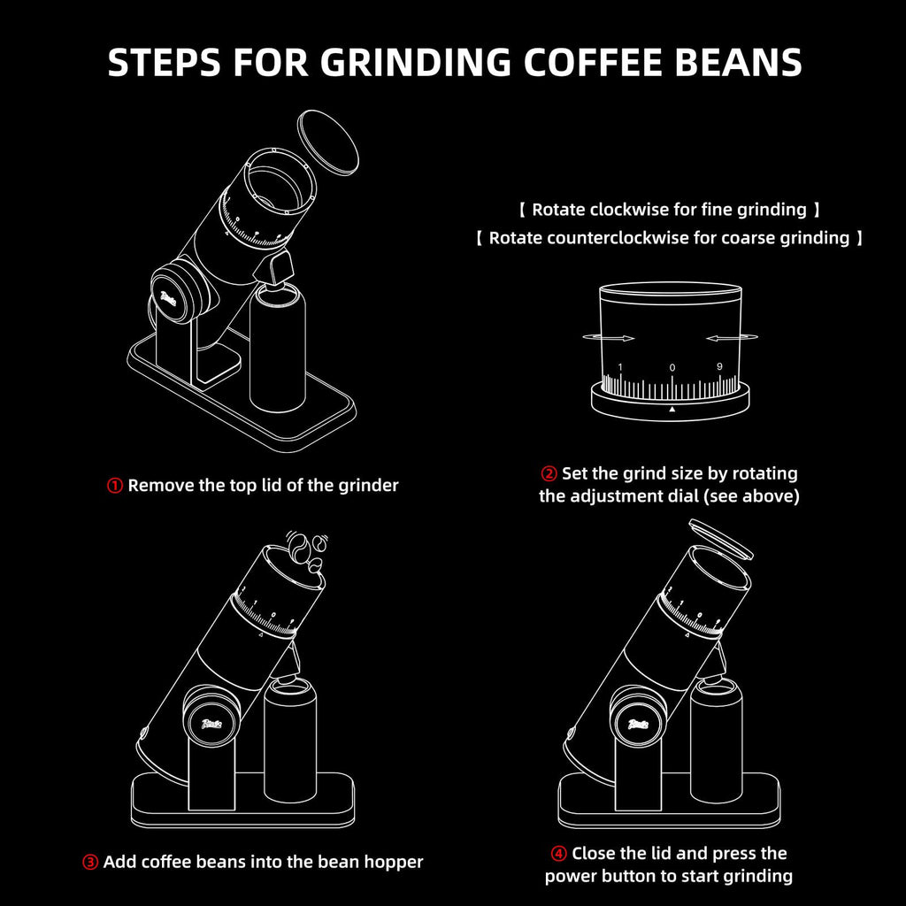 Black Electric Burr Coffee Grinder with Stainless Steel Conical Burr S64411