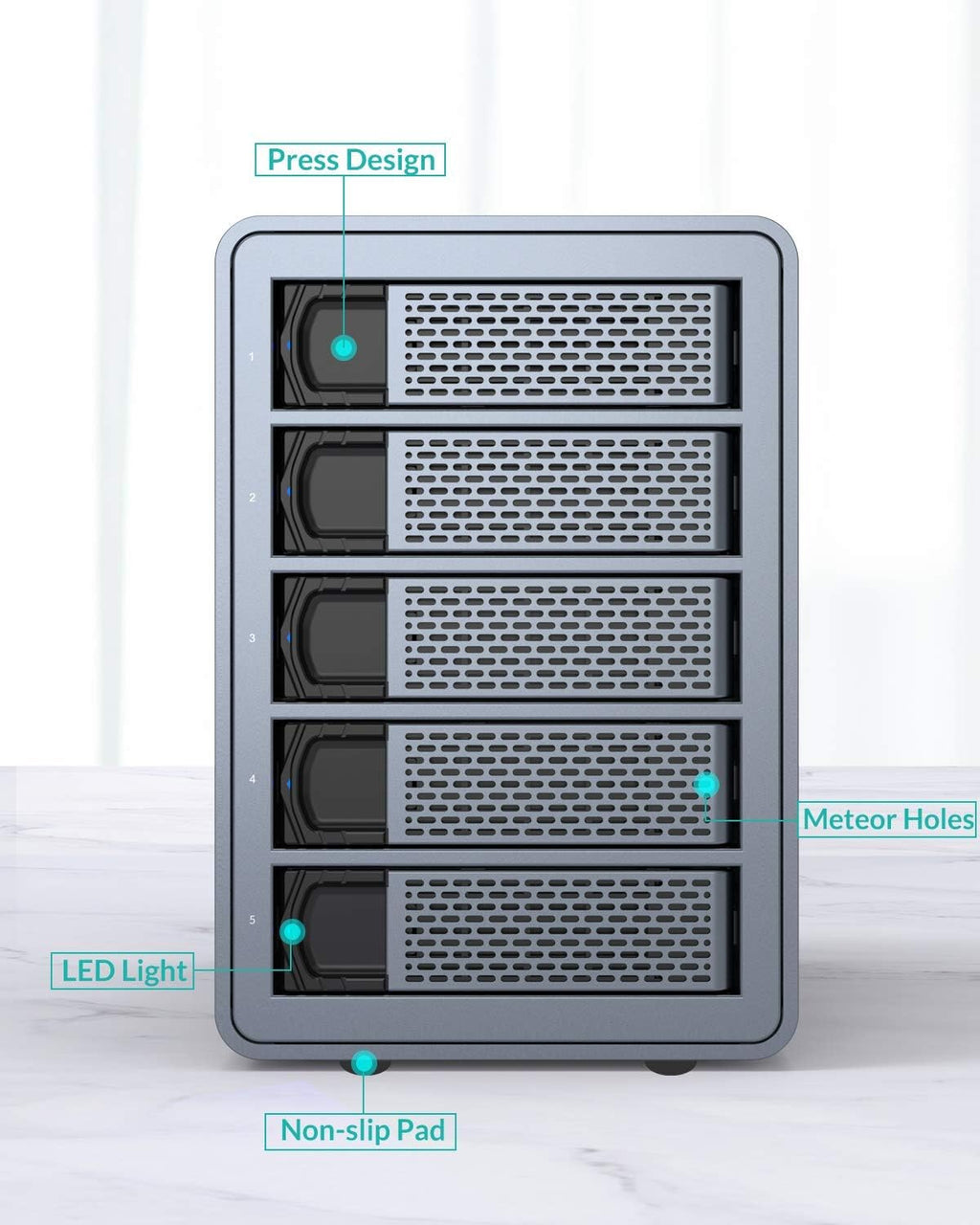5 Bay Aluminum USB3.0 RAID Hard Drive Enclosure F253278