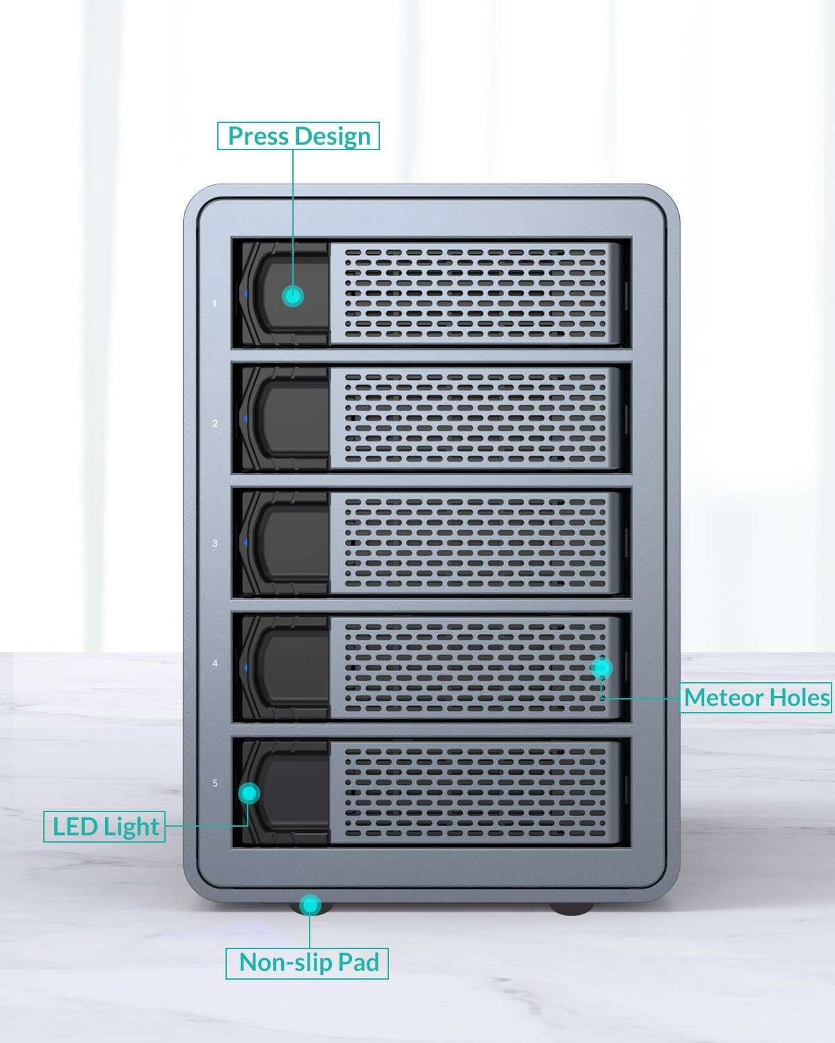 5 Bay Aluminum USB3.0 RAID Hard Drive Enclosure F253278