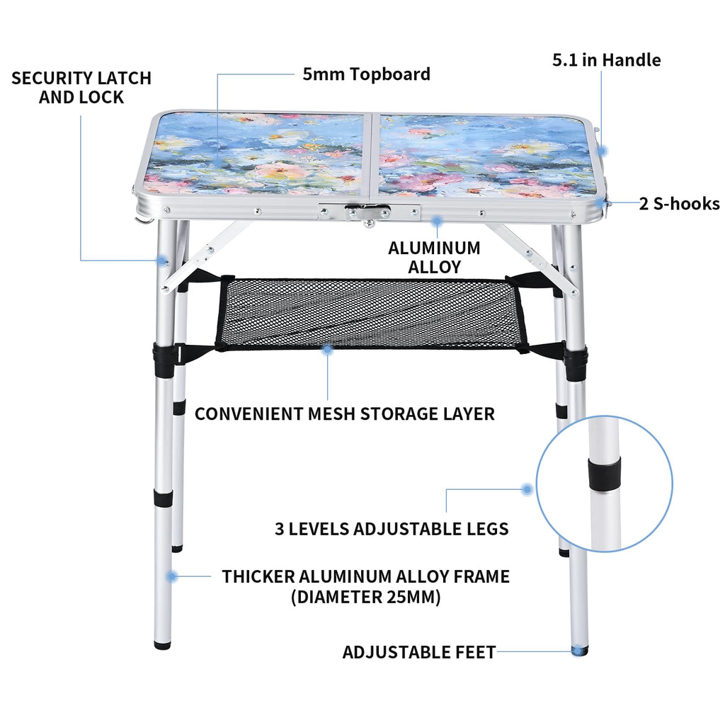Portable 3 Adjustable Height Folding Outdoor Side Table X985