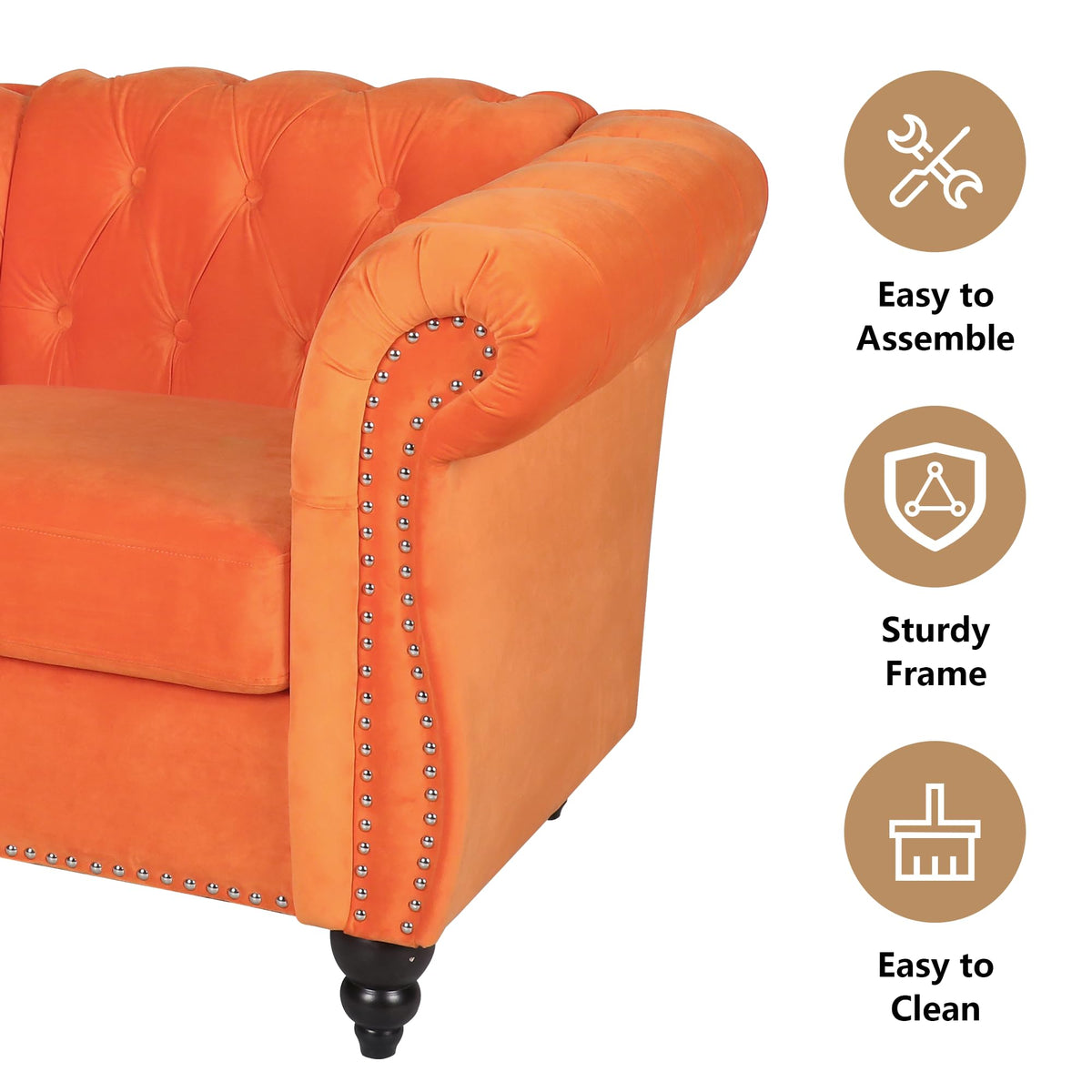 Orange Velvet Upholstered Accent Sofa Chair M912