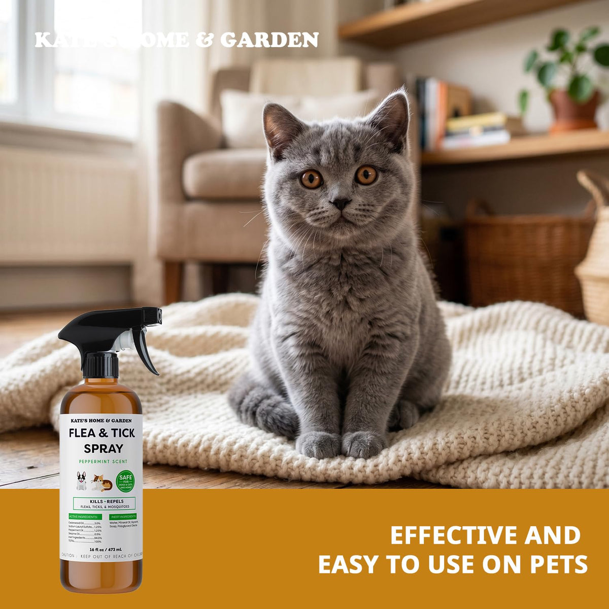 Flea and Tick Spray for Dogs & Cats 16oz Z6463