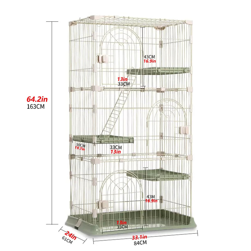 3/4-Tier Wire Cat Cage Playpen Kennel with Hammock O6555